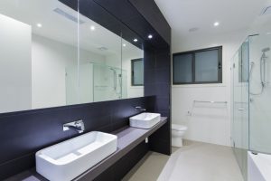 Double Sink Purple Bathroom Mirror